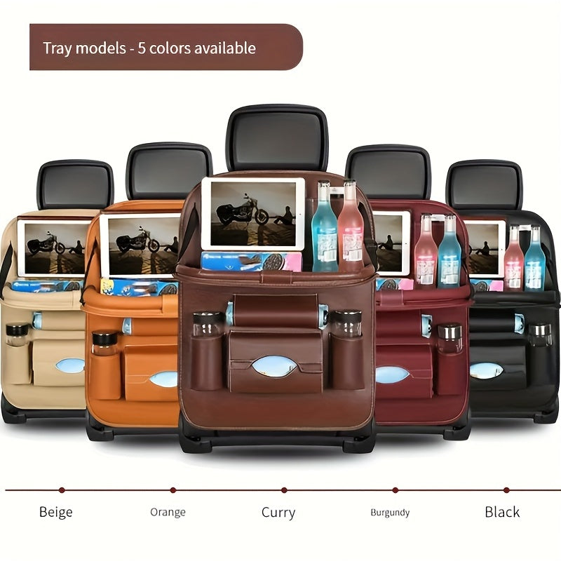 Car Seat Storage Bag Leather Hanging Bag Car Chair Back Folding Storage Bag