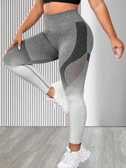 Ombre Print Mesh Waistband Yoga Pants