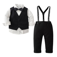 Autumn Baby Boy Suspender Outfit Three Piece Set