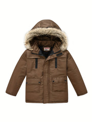 Teen Winter Coat with Detachable Hood, Casual Pockets