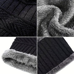 3pcs Winter Knitted Beanie Hat Neck Warmer Gloves Set