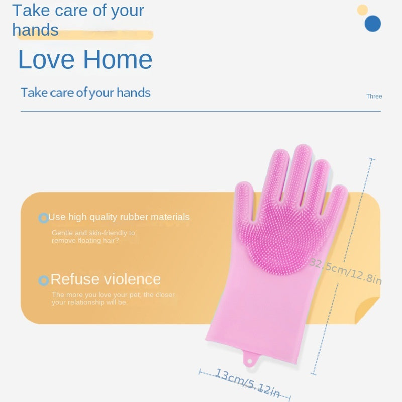 Pet Grooming Gloves for Dogs Cats - Silicone Tips - Bathing Massagi