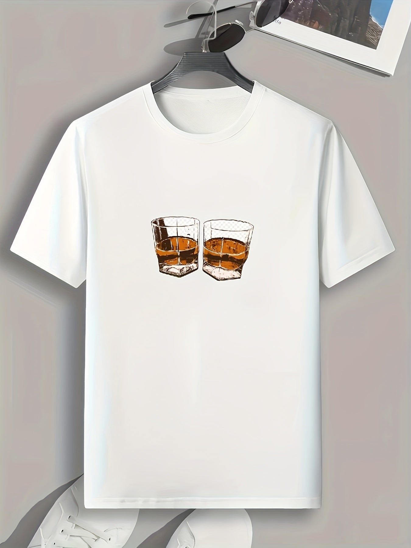 Alcohol Print Men's Comfy T shirt Outdoor Tee