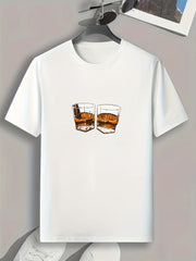 Alcohol Print Men's Comfy T shirt Outdoor Tee