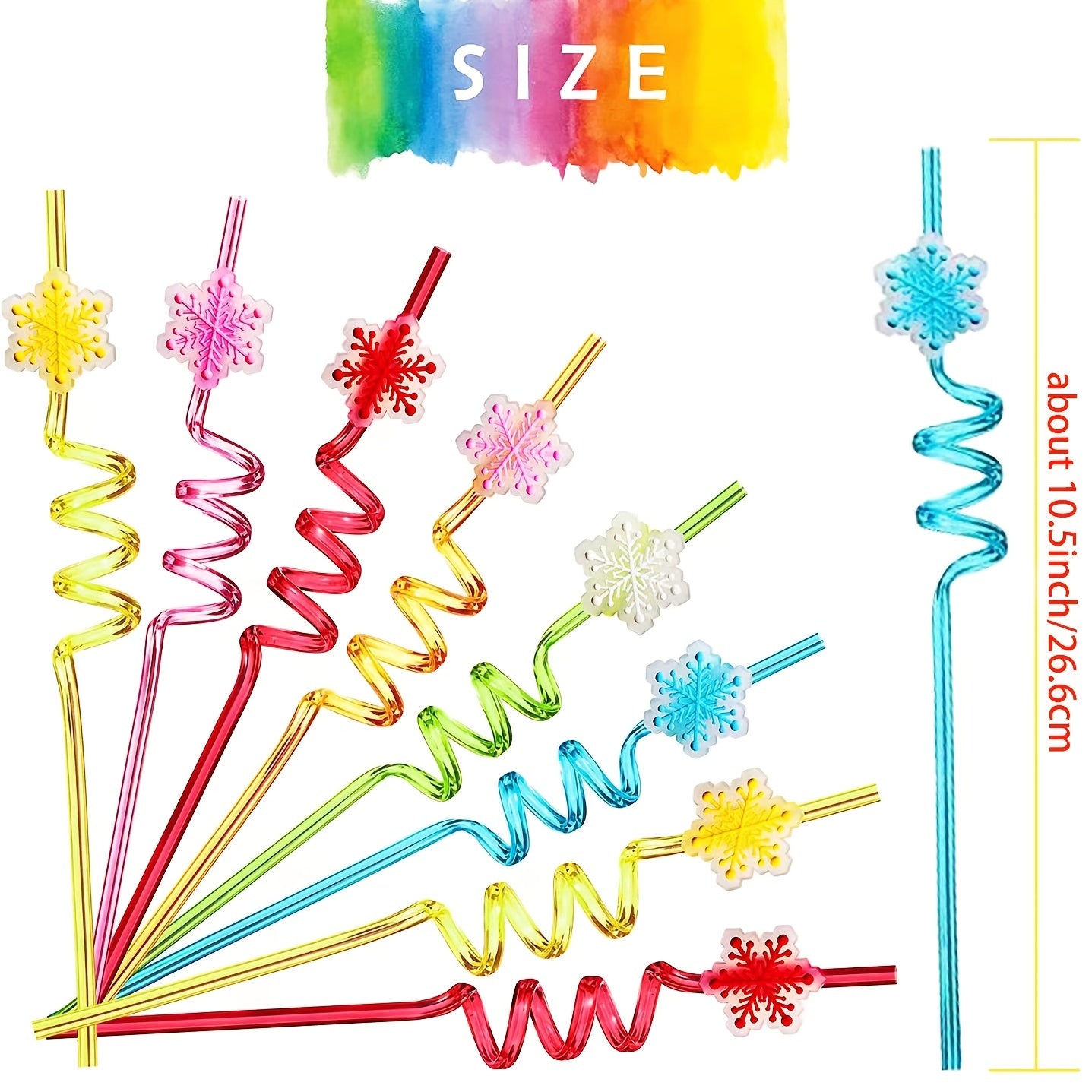 24 Snowflake Straws & 2 Cleaning Brushes Winter Party Supplies