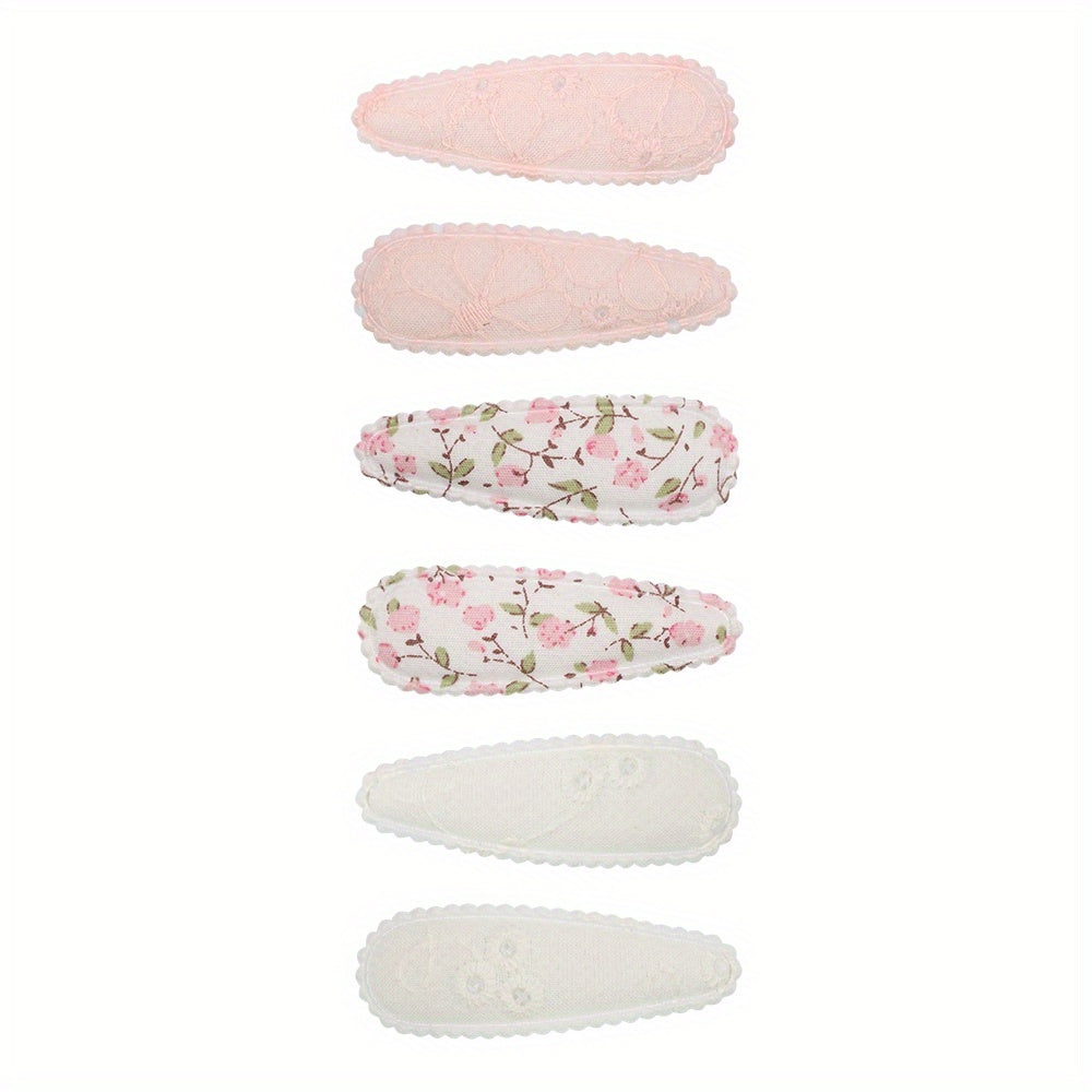 Boho Floral Bow Hair Clip Set for Baby Girls