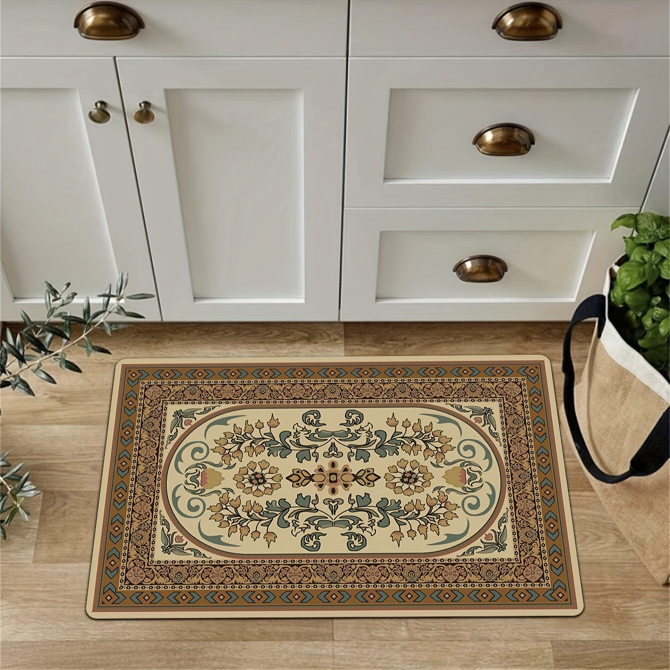 Vintage Area Rug Abstract Floral Pattern Floor Carpet
