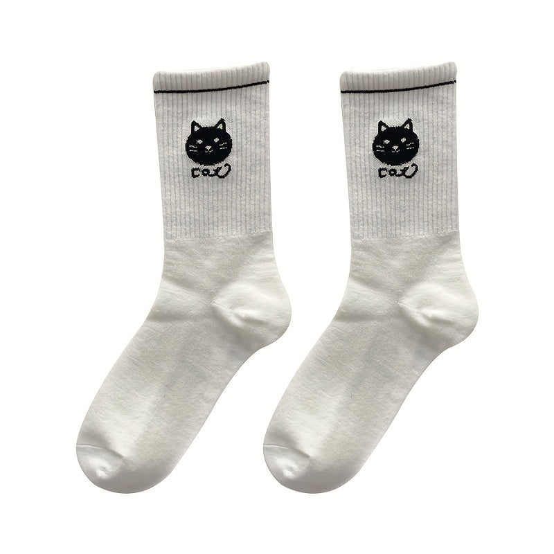 12 Pairs Cartoon Print Socks Women's Mid Tube Stockings