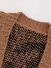 Leopard Print Knit Cardigan Open Front Sweater
