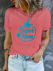 Mom Letter Graphic Crew Casual Sports T-Shirt