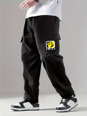 Print Drawstring Cargo Pants Men's Casual Outdoor Trousers