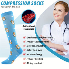 2 Pairs Knee High Copper Compression Socks 15-25 mmHg Better Blood Flow