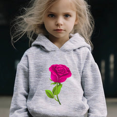 2pcs Rose Print Outfits Girls Hoodies Jogger Pants Set For Girls Sports