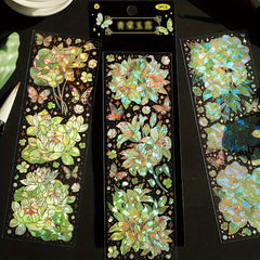 3pcs Retro Floral Sticker Pack - Laser Hot Stamping, Journal Decoration