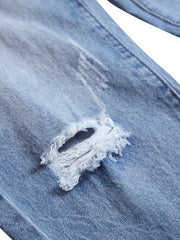 Slim Fit Ripped Jeans Men's Distressed Denim Pants