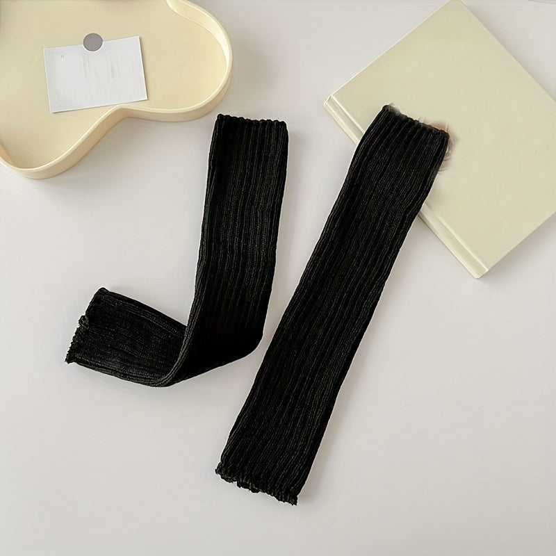 2 Pairs Rib Knit Leg Warmers Knee High Socks Women's Stockings