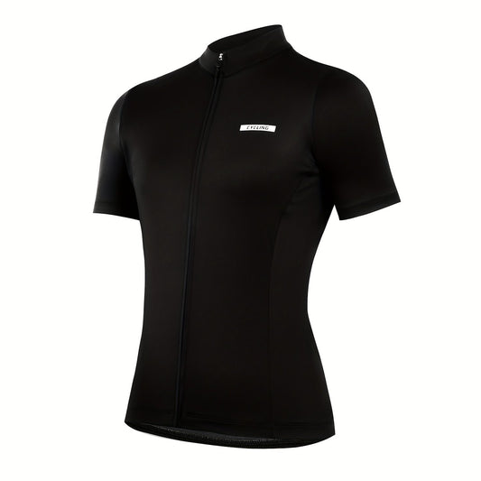 Letter Patched Cycling Jersey Moisture Wicking Skimming