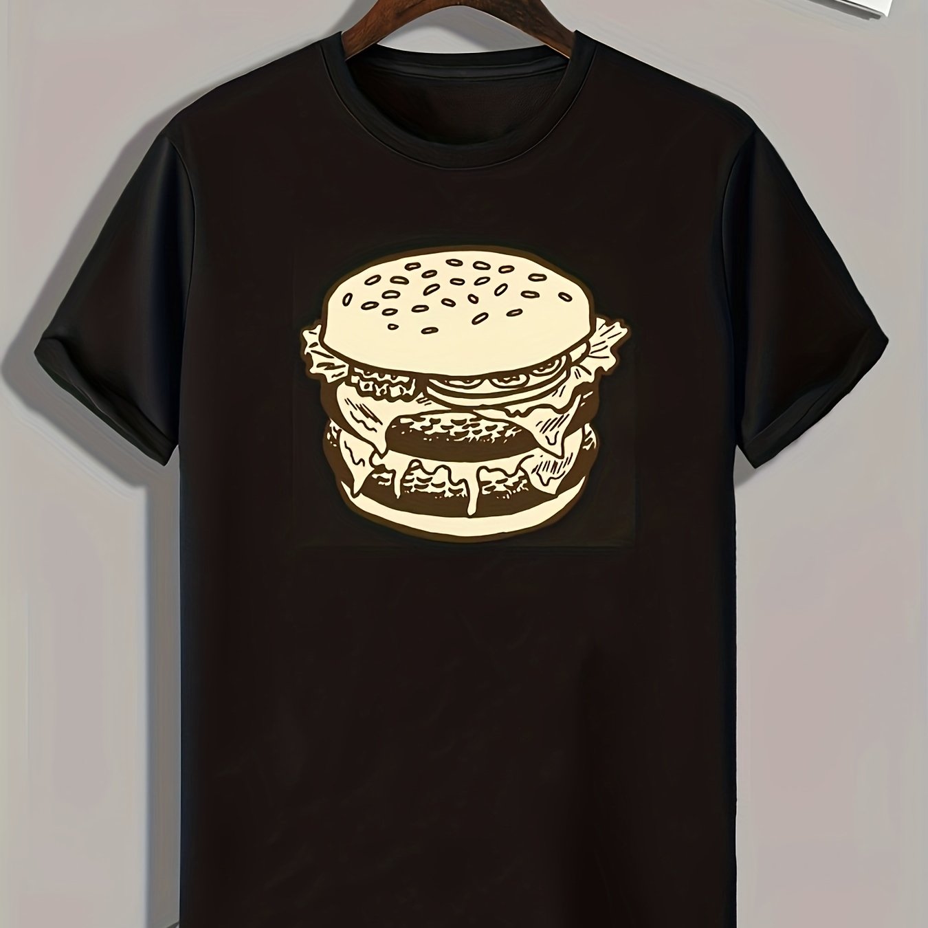 Hamburger Print Men's Graphic T shirt for Summer