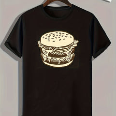 Hamburger Print Men's Graphic T shirt for Summer