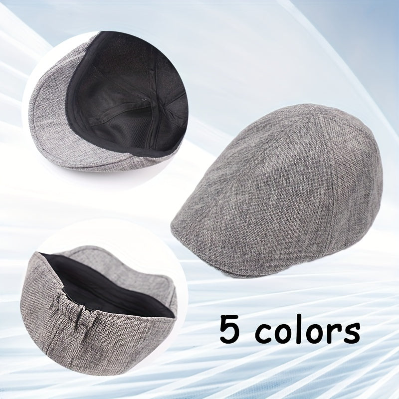 Men Summer Breathable Beret Soft Cotton Linen Hat Vintage Newsboy