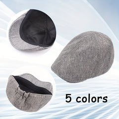 Men Summer Breathable Beret Soft Cotton Linen Hat Vintage Newsboy