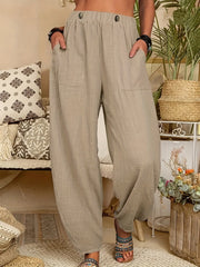 Casual Button Carrot Pants for Women