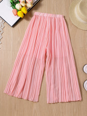 Toddler Girls Bow Casual Loose Elastic Waist Pleated Leg Pants