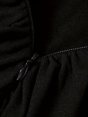 Ruffle Decor Zipper U Collar Long Sleeve Casual Jumpsuit