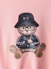 Girl's Cartoon Bear Sweatshirt & Sweatpants Set for Spring Fall