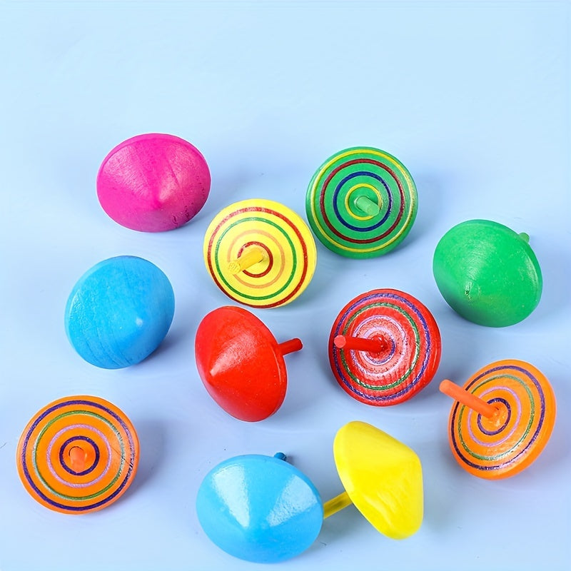 Wooden Small Top Desktop Decompression Toy Rainbow Small Top
