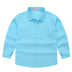 Boys Long Sleeves Button Down Shirt Tops Preppy Style