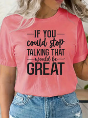 Letter Graphic Tee Round Neck Casual Sports TShirt Women's Summer Tops