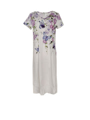 Floral Split Crew Neck Maxi Dress Short Sleeve