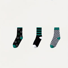 5 Pairs Plaid Print Crew Socks for Women
