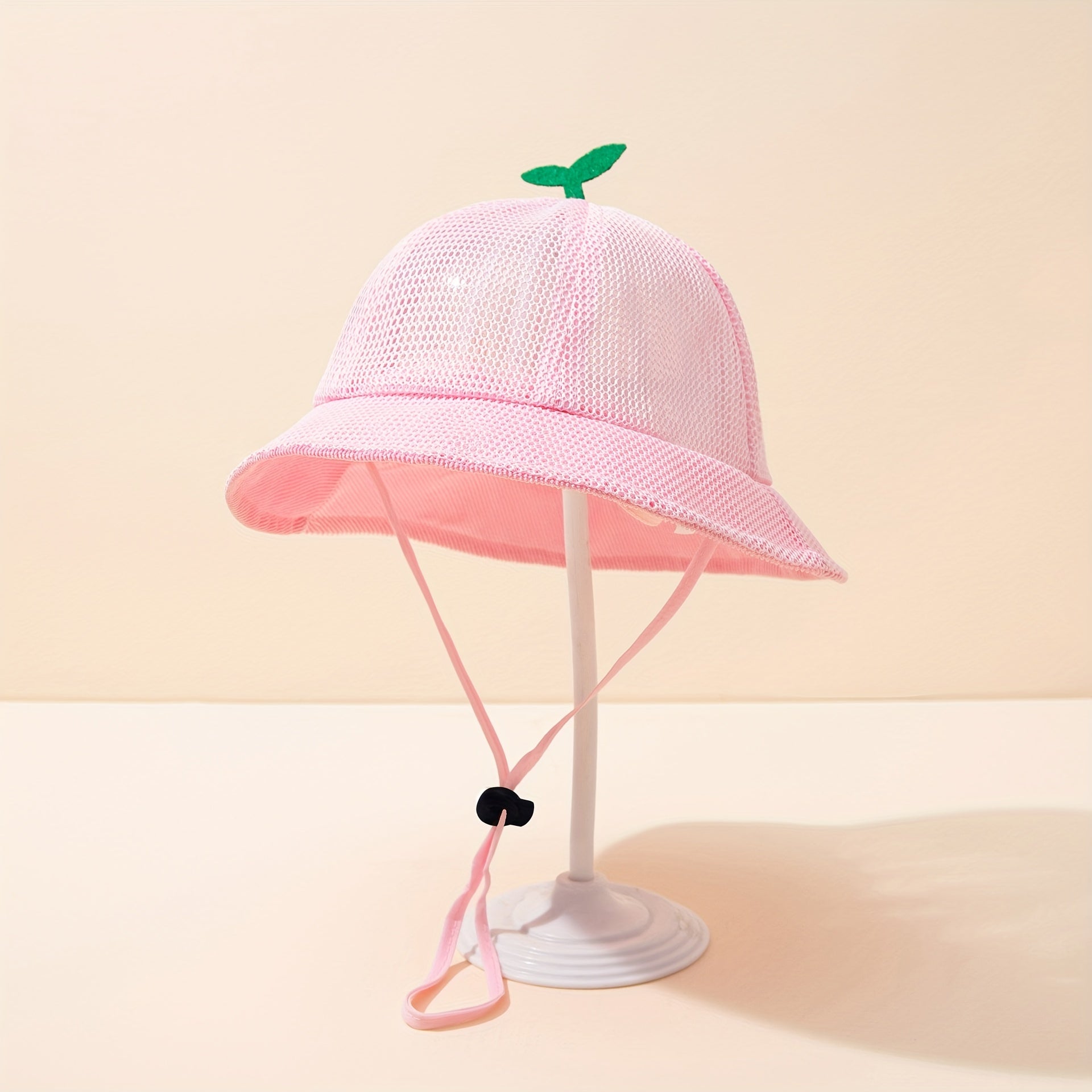 Baby Mesh Bucket Hat Grass Decor Fisherman Strap Sun Wind Rope