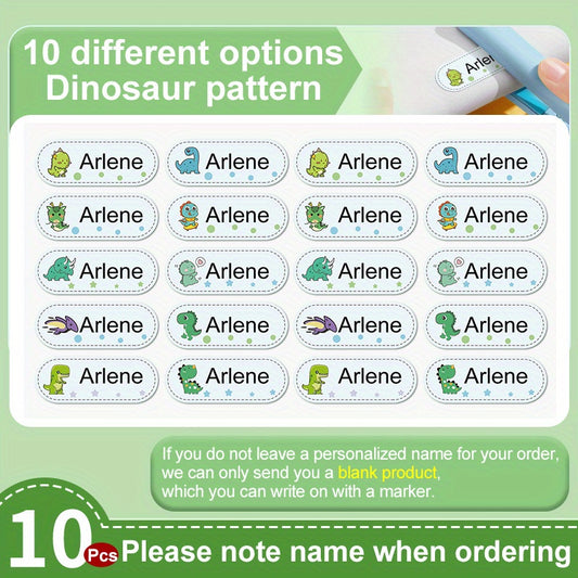 Dinosaur Custom Name Stickers - Waterproof - Medium Size