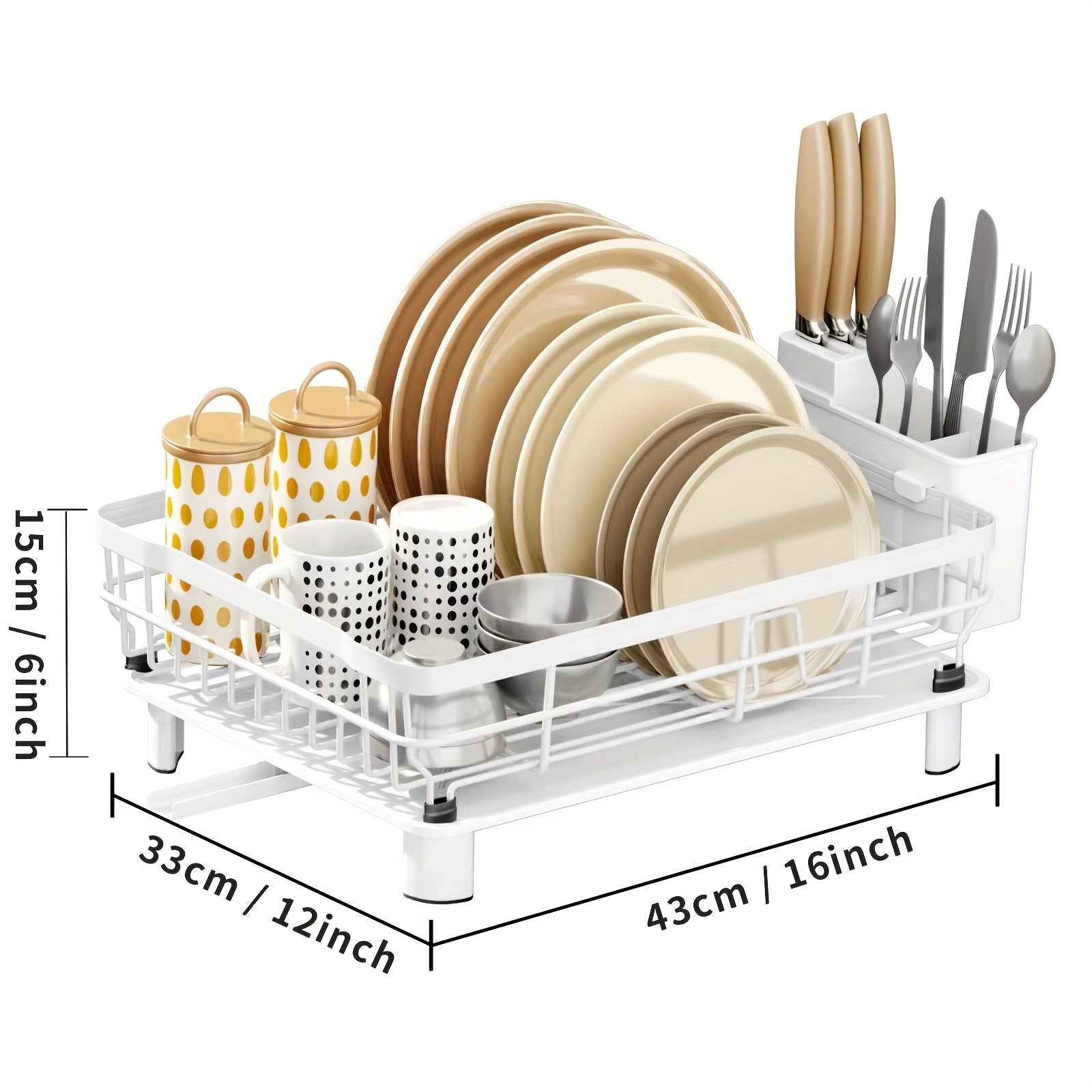 Kitchen Dish Drain Rack with Drainboard and Utensil Holder