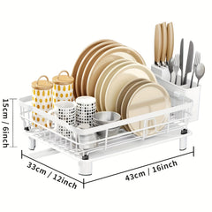Kitchen Dish Drain Rack with Drainboard and Utensil Holder