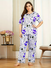 Women's Plus Owl & Cakes Print Short Sleeve Pajama Set
