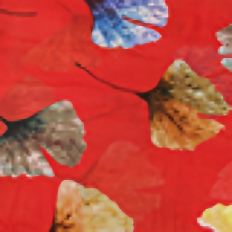Ginkgo Leaf Print Red Scarf Vintage Shawl Turban Head Wrap Hijab