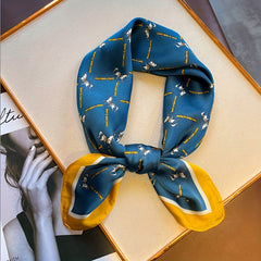 Horse Print Bandana Satin Neck Scarf Windproof Head Wrap Hair Accessory