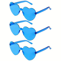 3pcs Heart Shaped Jelly Sunglasses Frameless Party Decoration Glasses