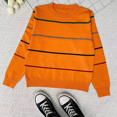 Boys Striped Block Sweater Round Neck Long Sleeve Pullover