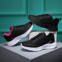 Women's Lace-Up Running Shoes Faux Leather Sneakers