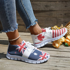Women's Flag Pattern Sock Shoes Knitted Slip On Sneakers