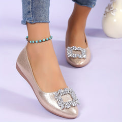 Rhinestone Glitter Ballet Flats Pointed Toe Loafers