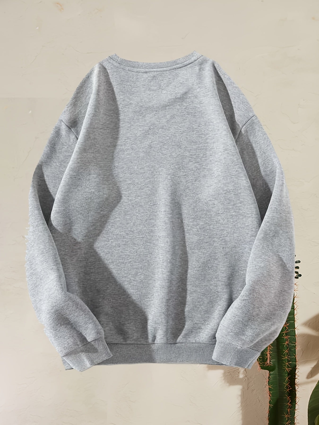 Letter Print Crew Neck Sweatshirt for Spring & Fall