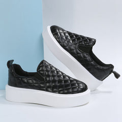 Women's Quilted Platform Loafers Slip on Sneakers