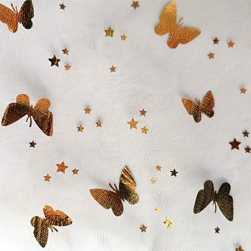 Colorful Nylon Mesh Golden Foil Butterfly Net Fabric