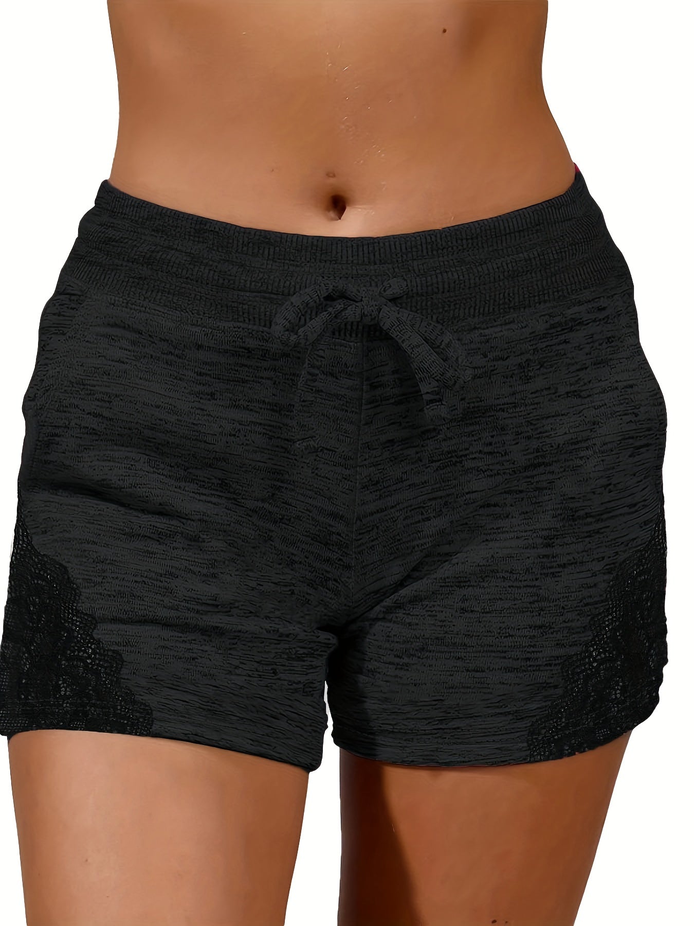 Lace Contrast Summer Loose Shorts Casual Pockets Beach Shorts
